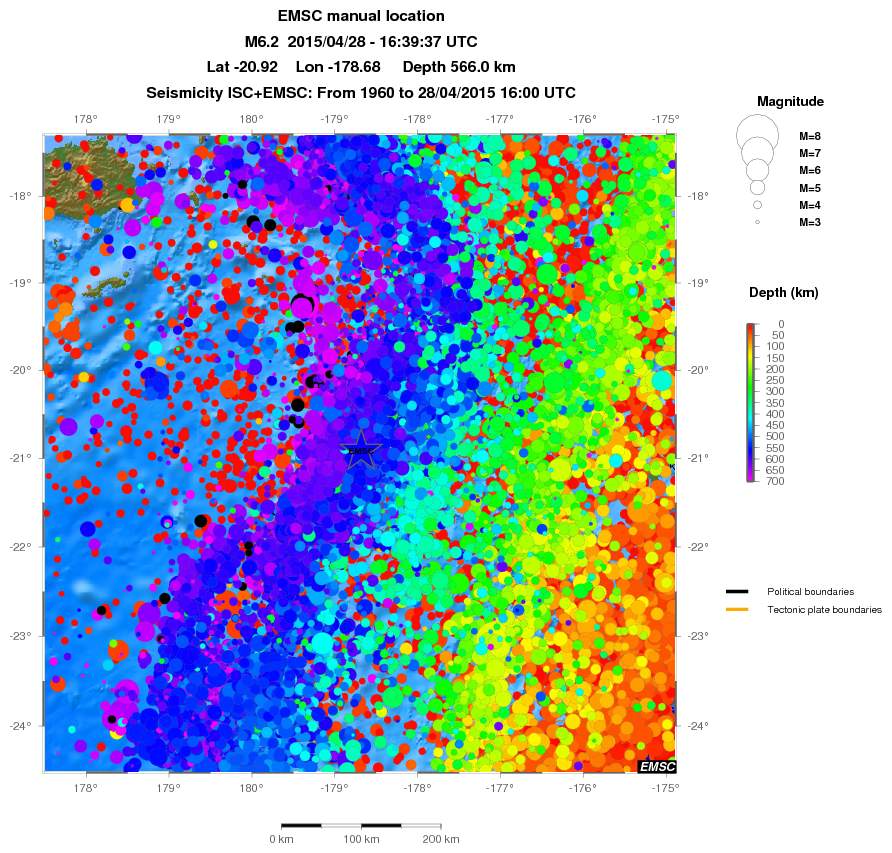 regional depth historical seismicity