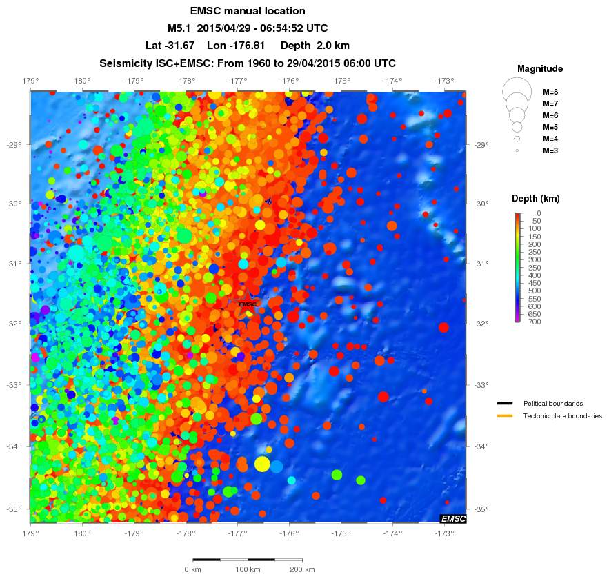 regional depth historical seismicity