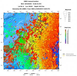 regional depth historical seismicity