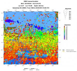 regional depth historical seismicity