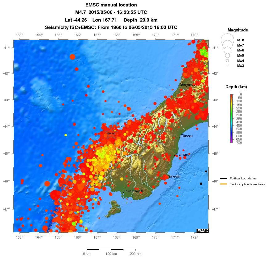 regional depth historical seismicity