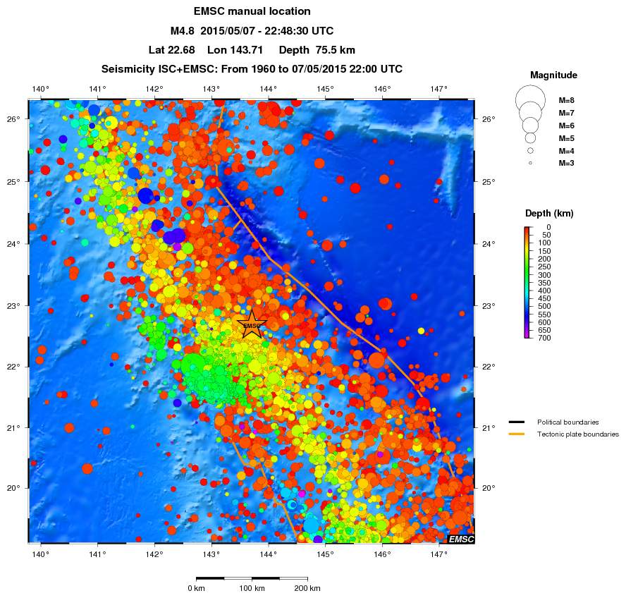 regional depth historical seismicity