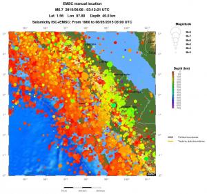 regional depth historical seismicity