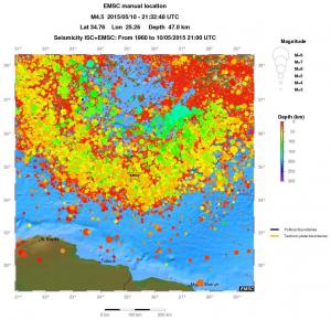 regional depth historical seismicity