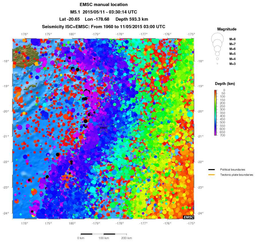 regional depth historical seismicity