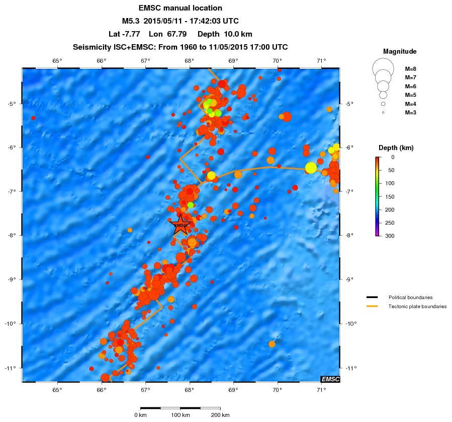 regional depth historical seismicity