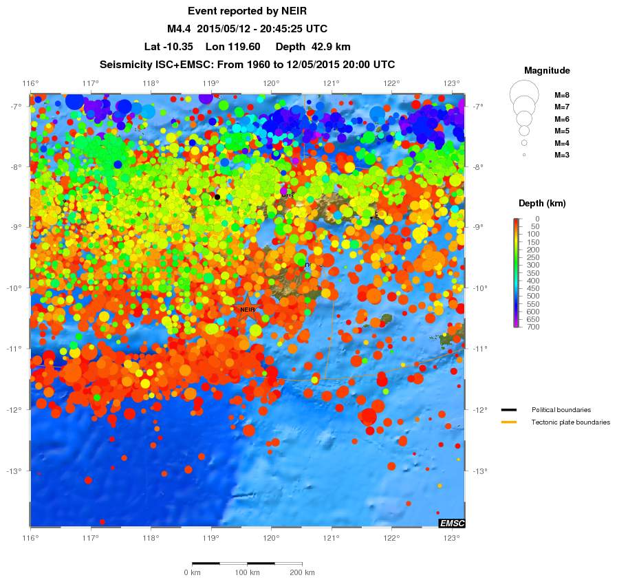 regional depth historical seismicity