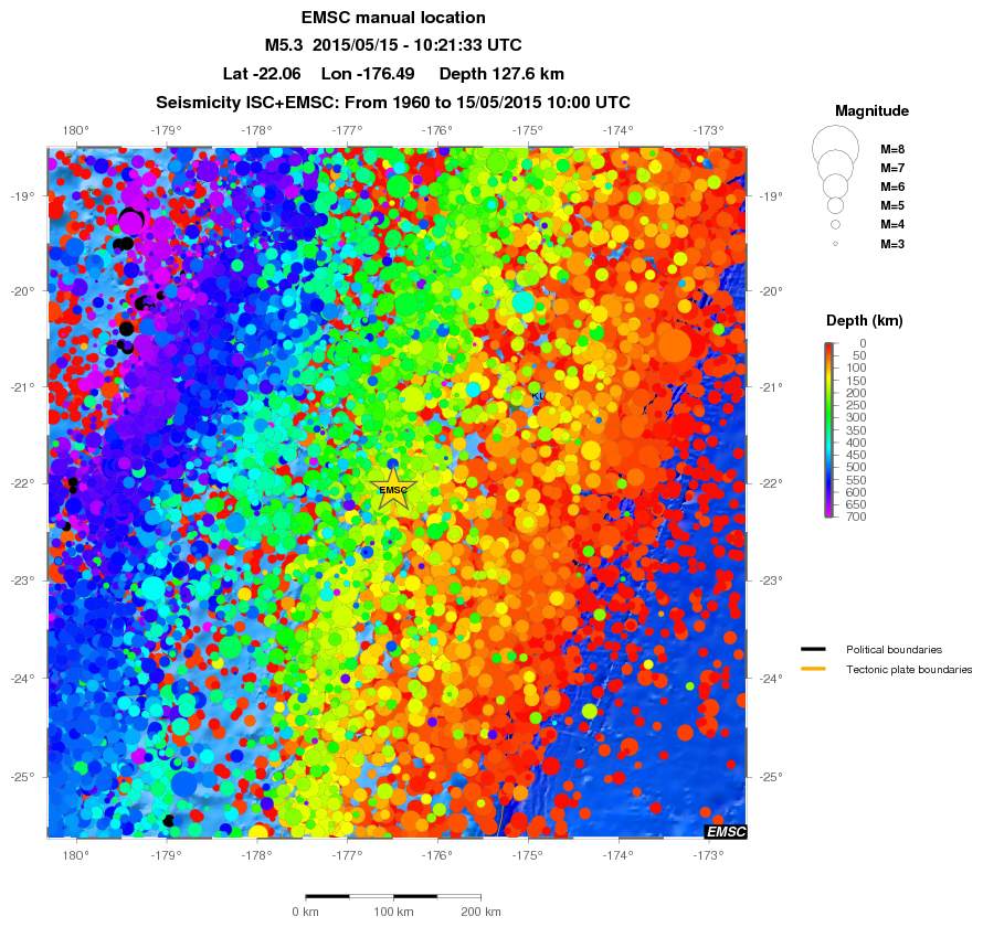 regional depth historical seismicity