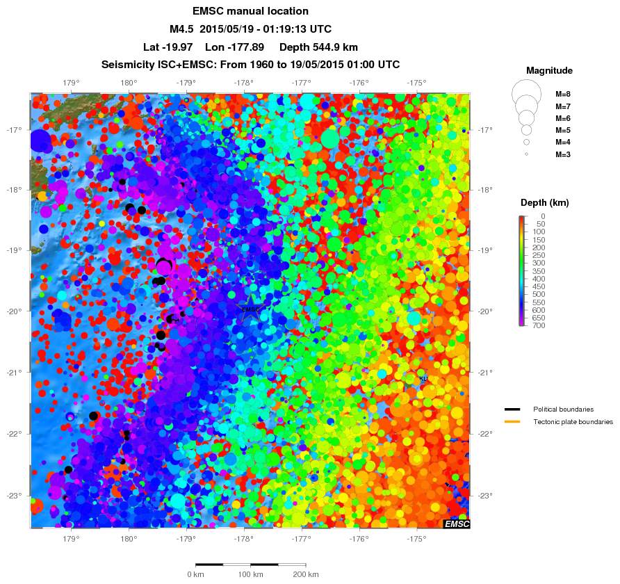 regional depth historical seismicity