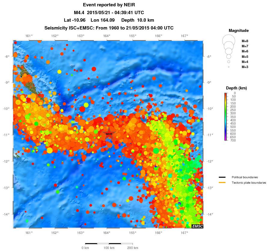 regional depth historical seismicity