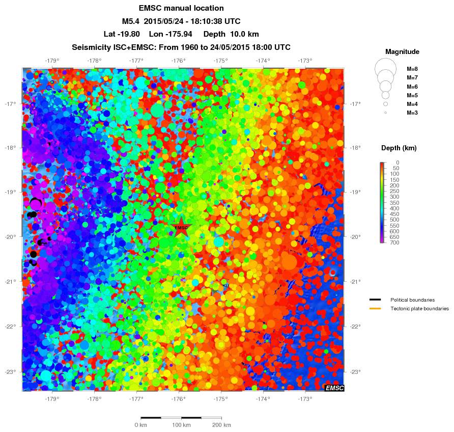 regional depth historical seismicity