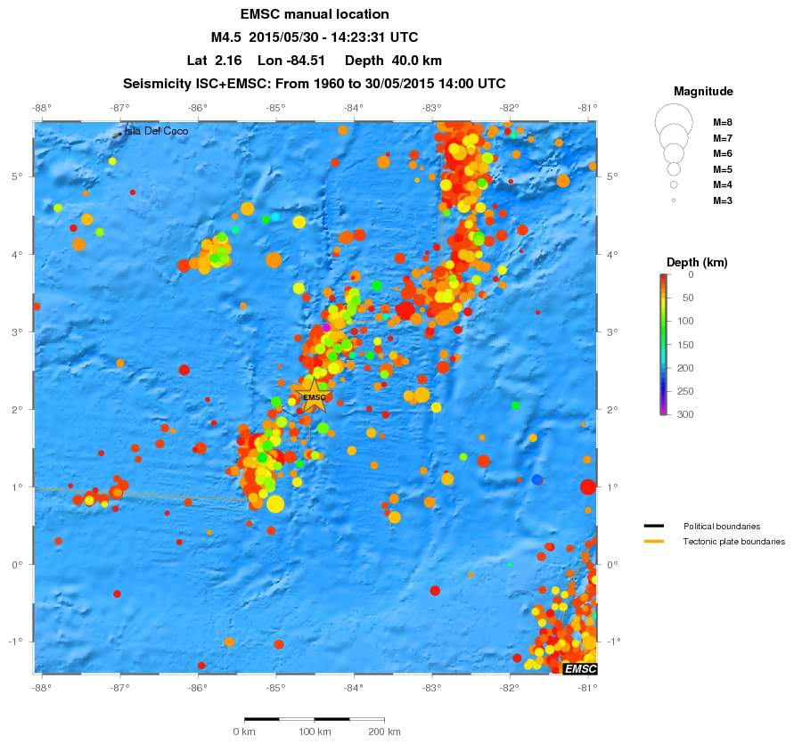 regional depth historical seismicity