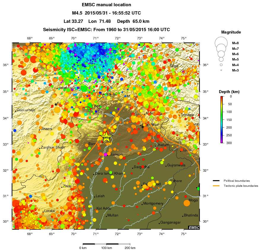 regional depth historical seismicity