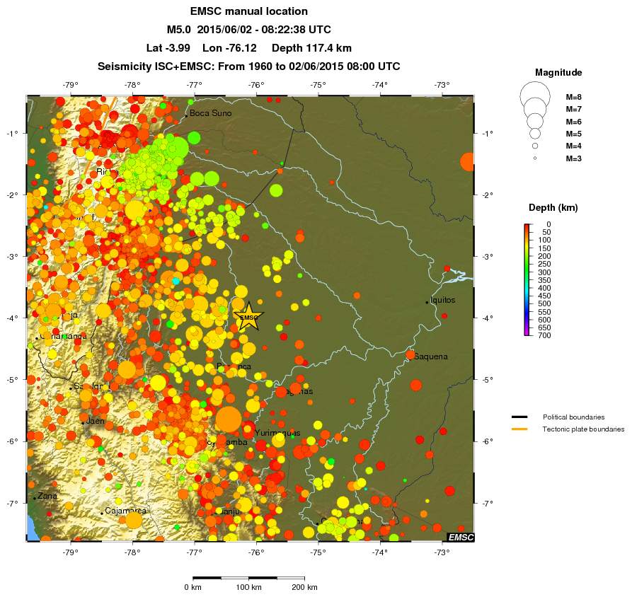 regional depth historical seismicity