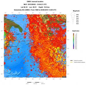 regional depth historical seismicity