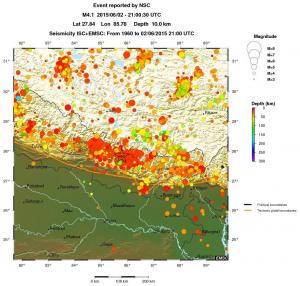 regional depth historical seismicity
