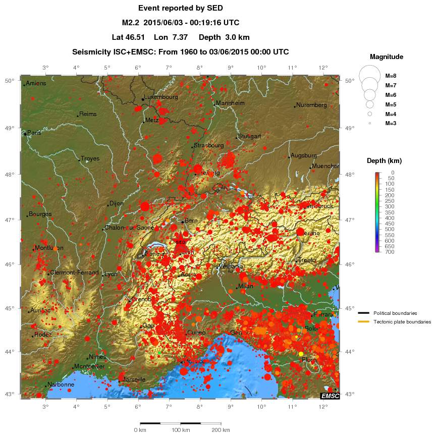 regional depth historical seismicity