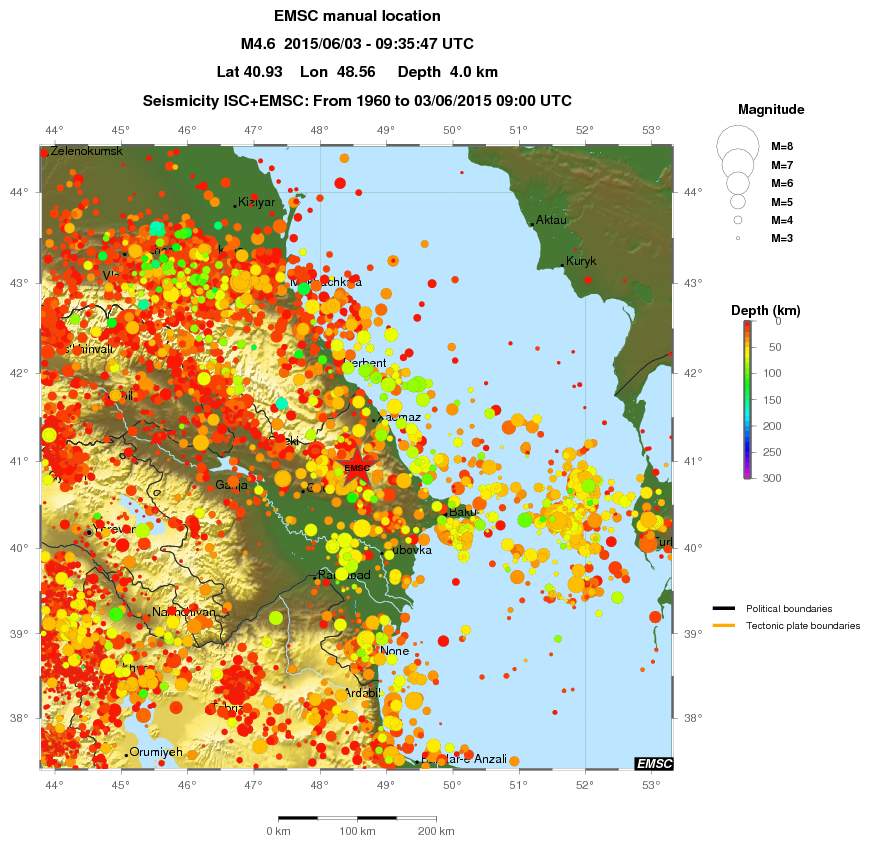 regional depth historical seismicity