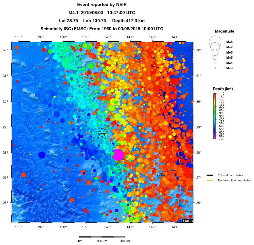 regional depth historical seismicity