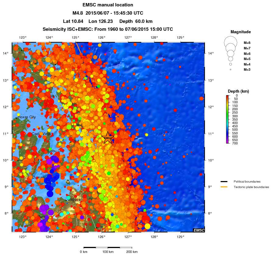 regional depth historical seismicity