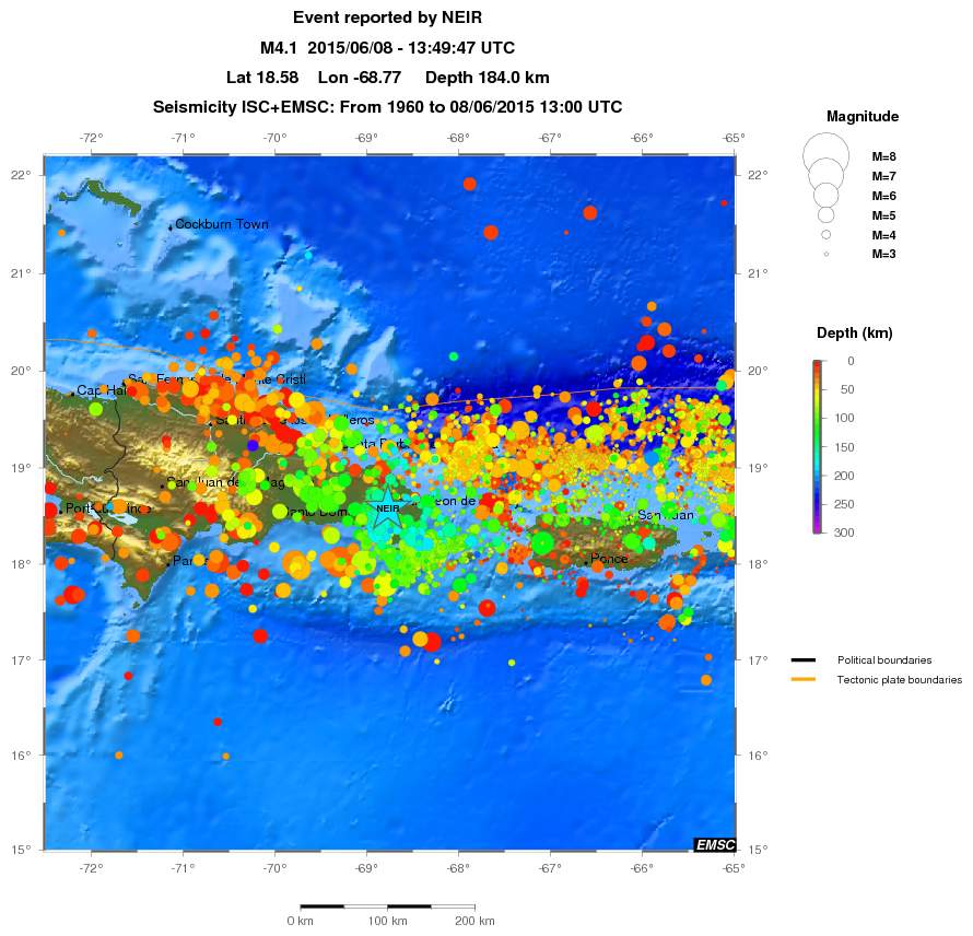 regional depth historical seismicity