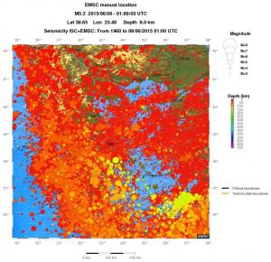 regional depth historical seismicity