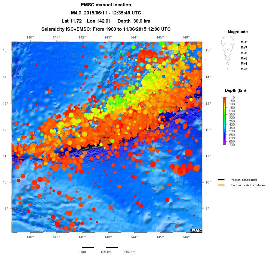 regional depth historical seismicity
