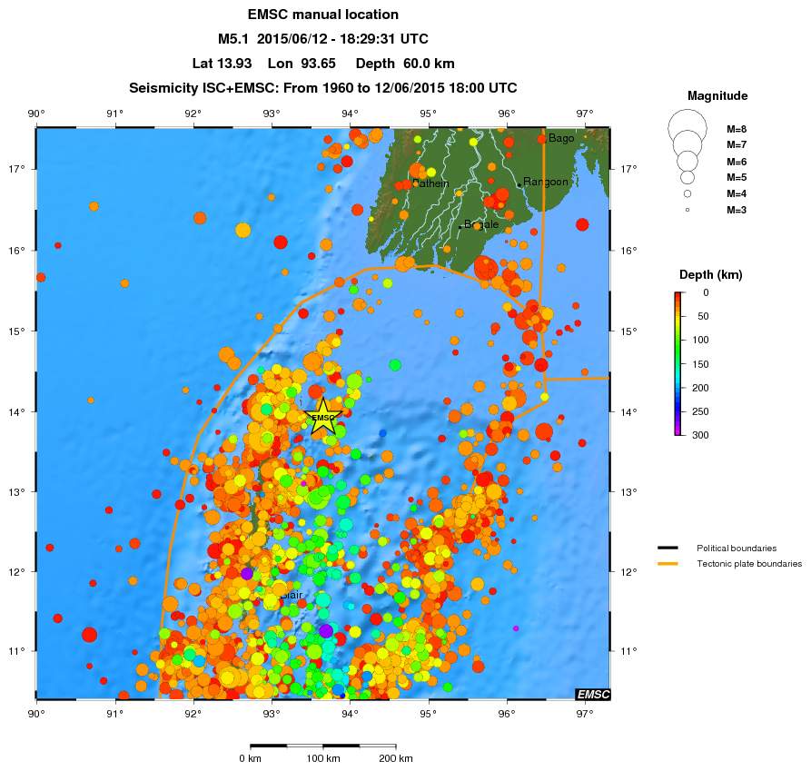 regional depth historical seismicity