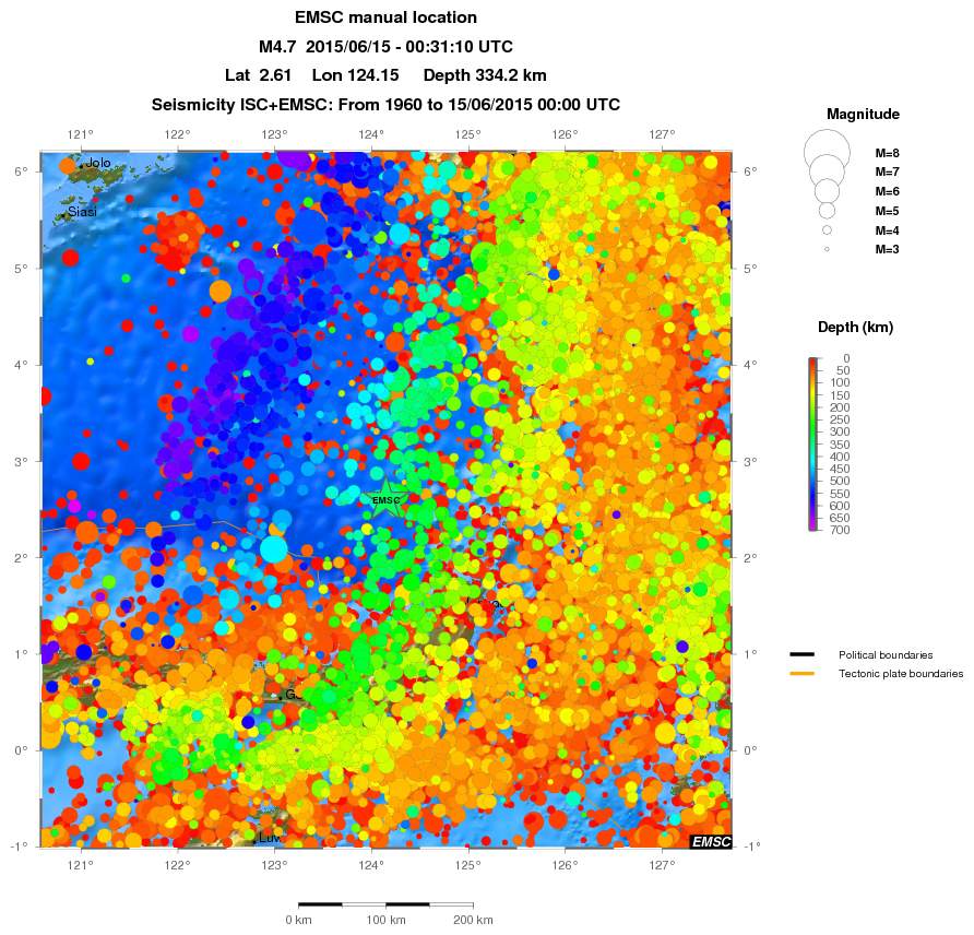 regional depth historical seismicity