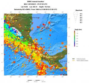regional depth historical seismicity