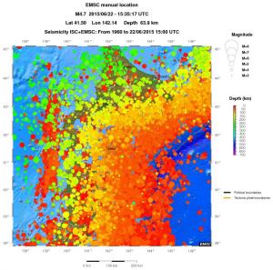 regional depth historical seismicity