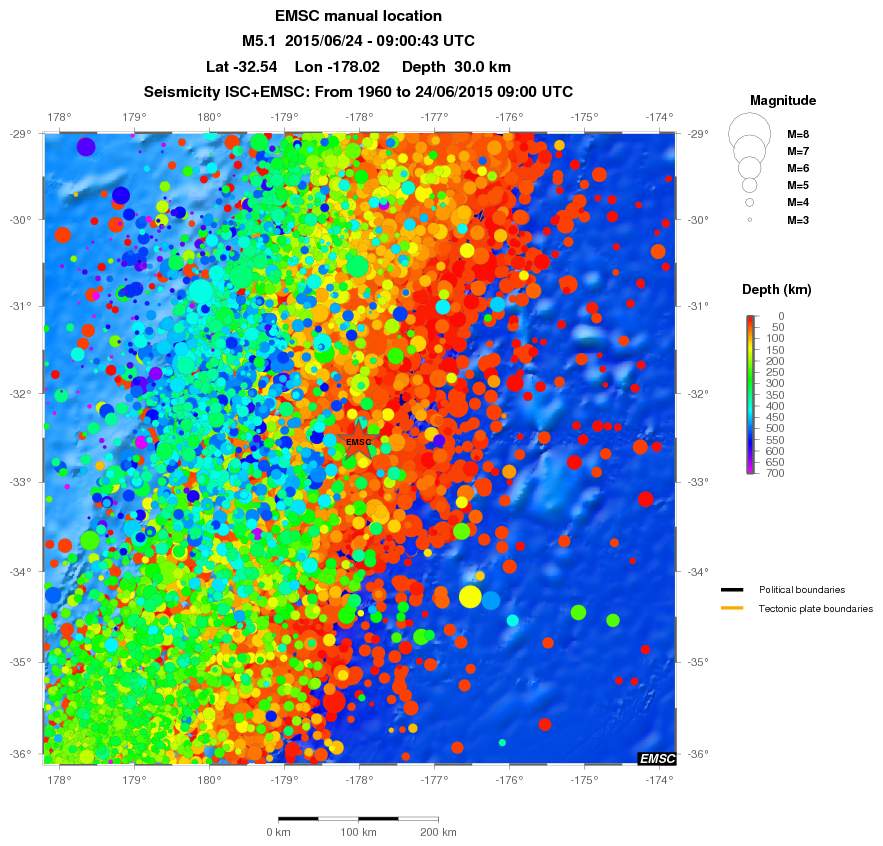 regional depth historical seismicity