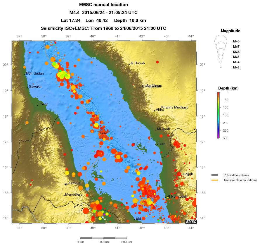 regional depth historical seismicity