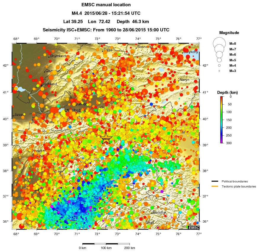 regional depth historical seismicity