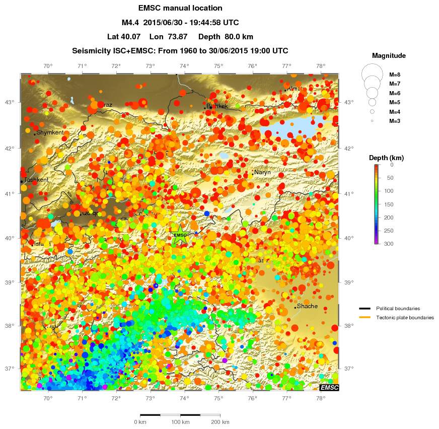 regional depth historical seismicity