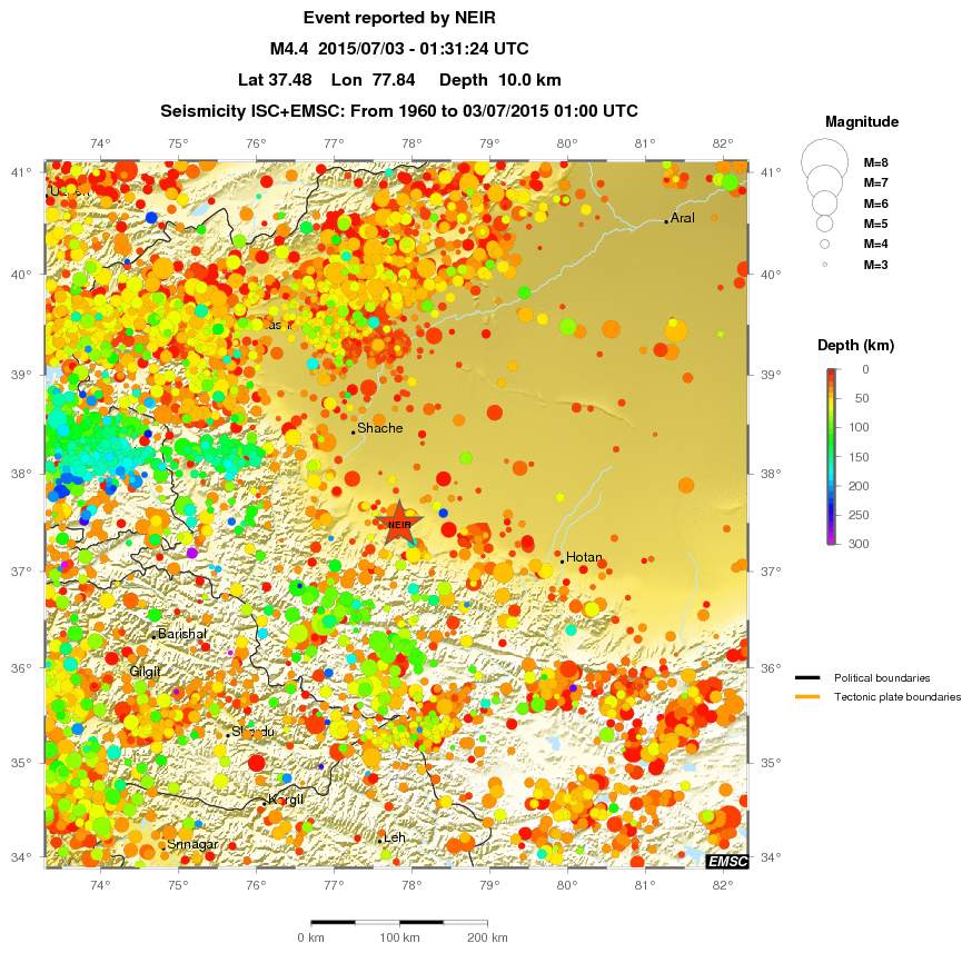 regional depth historical seismicity
