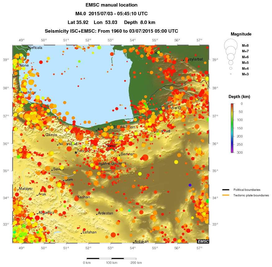 regional depth historical seismicity