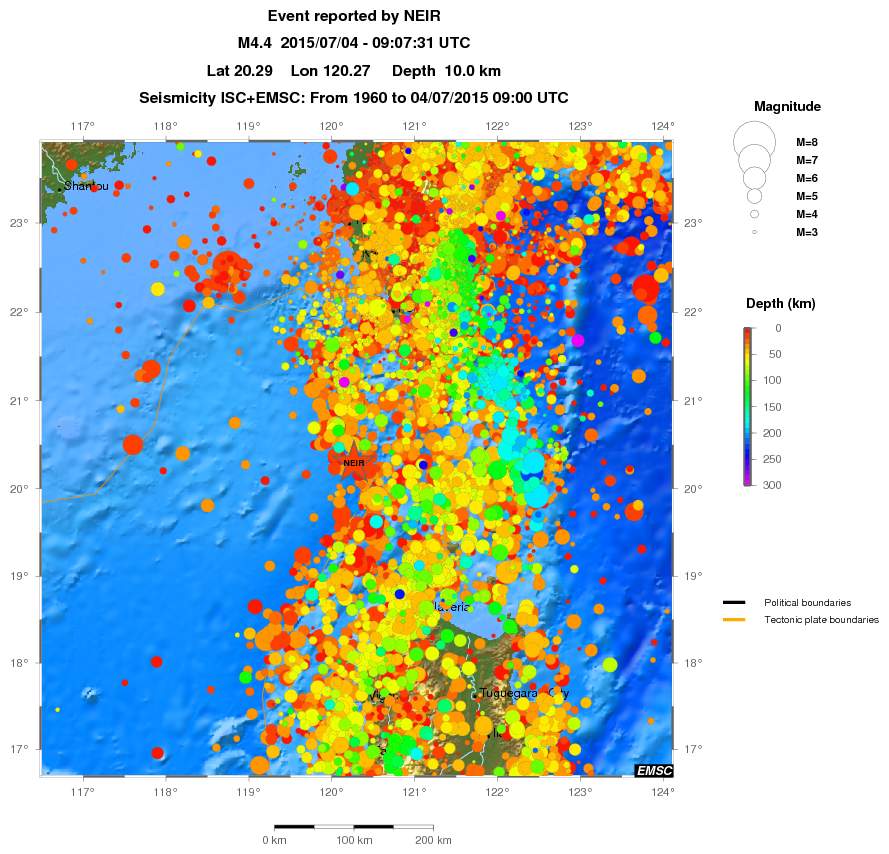 regional depth historical seismicity