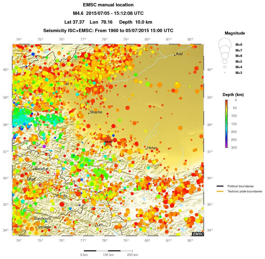 regional depth historical seismicity