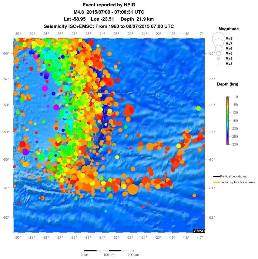 regional depth historical seismicity