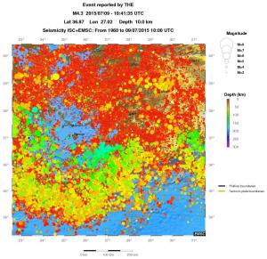 regional depth historical seismicity