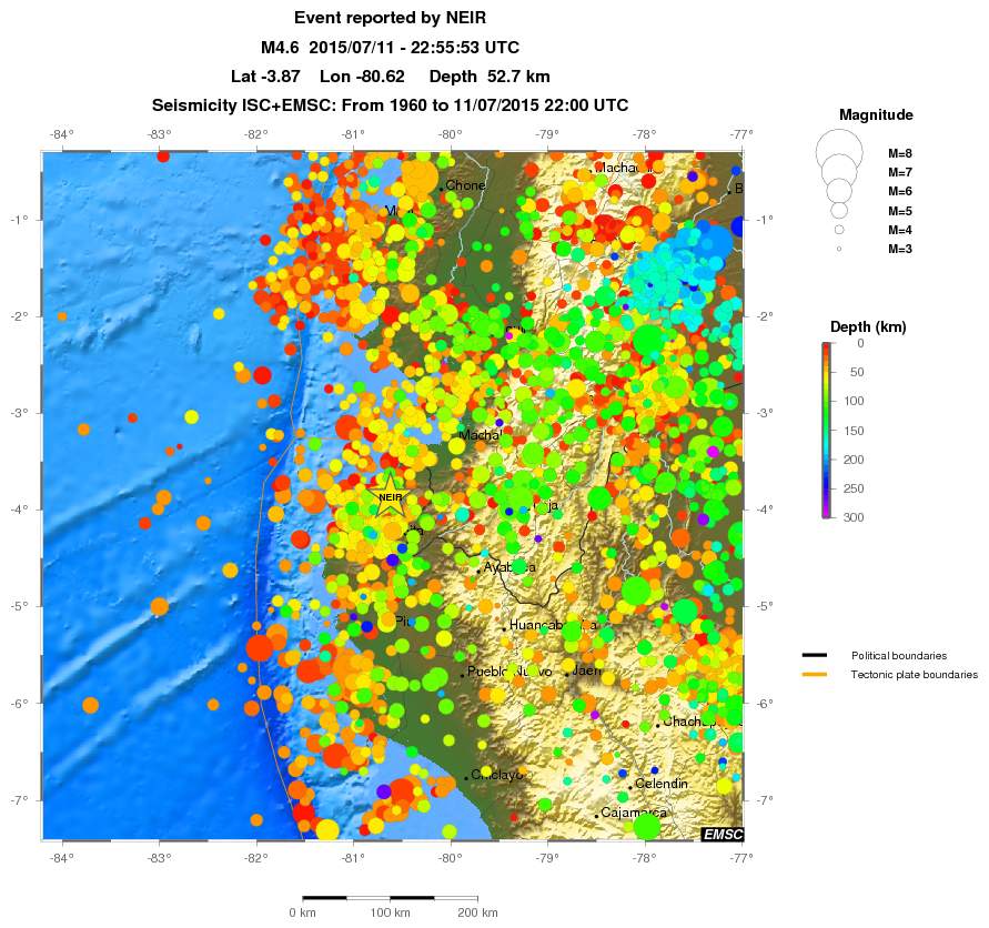 regional depth historical seismicity