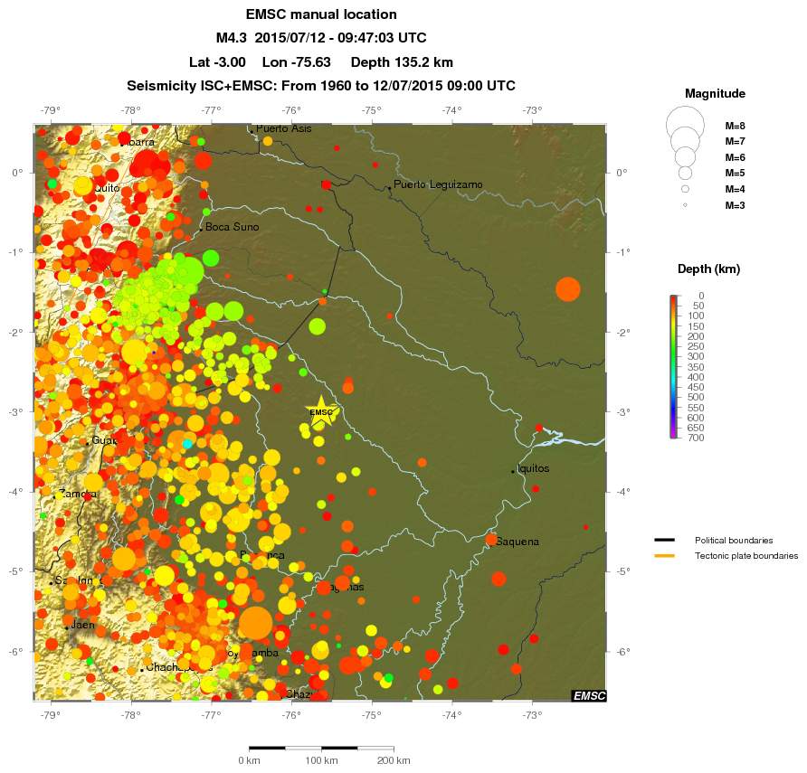 regional depth historical seismicity