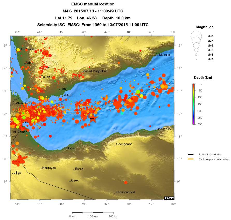 regional depth historical seismicity