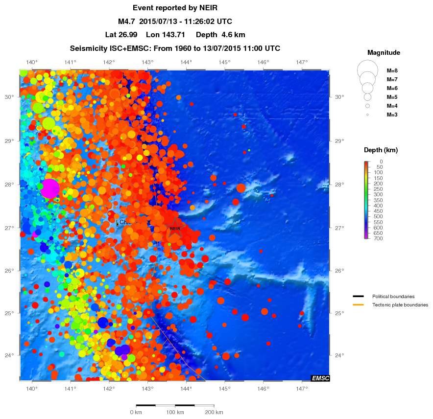 regional depth historical seismicity