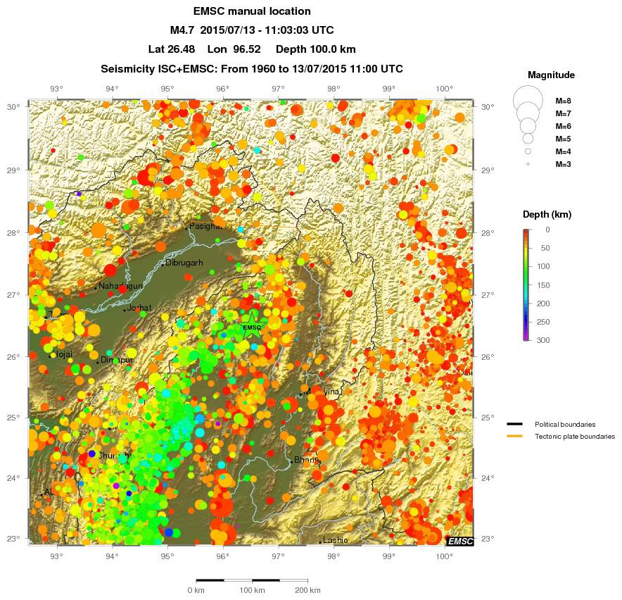 regional depth historical seismicity