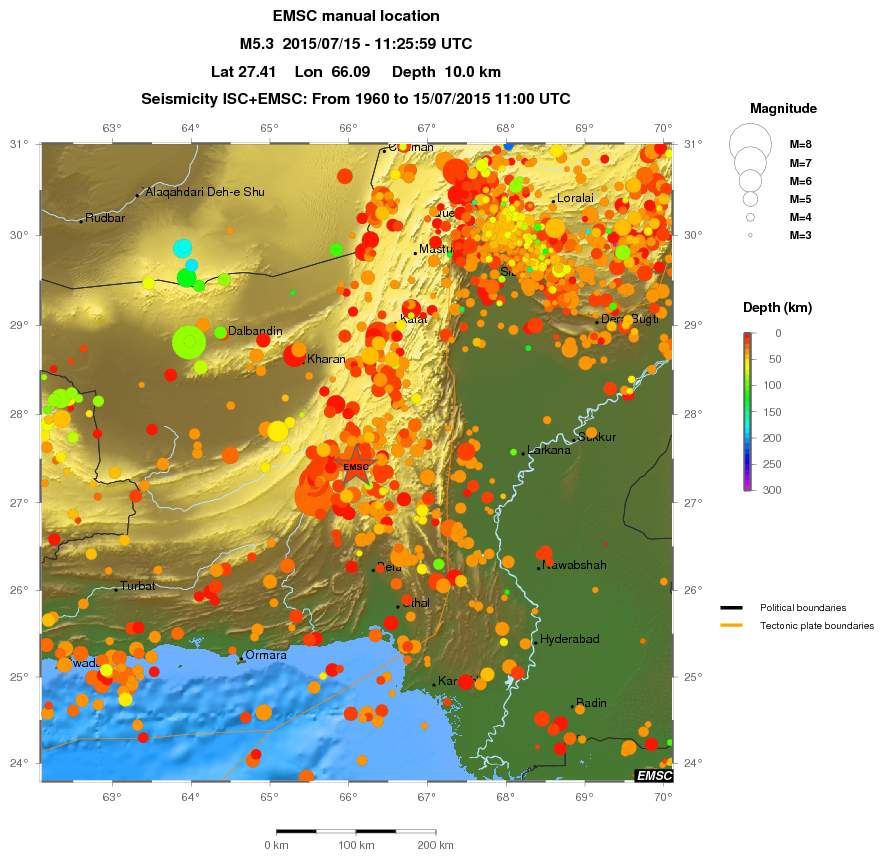 regional depth historical seismicity