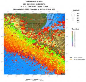 regional depth historical seismicity