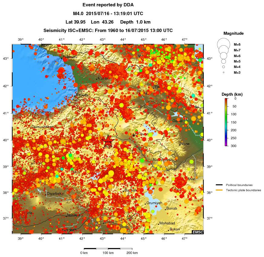 regional depth historical seismicity