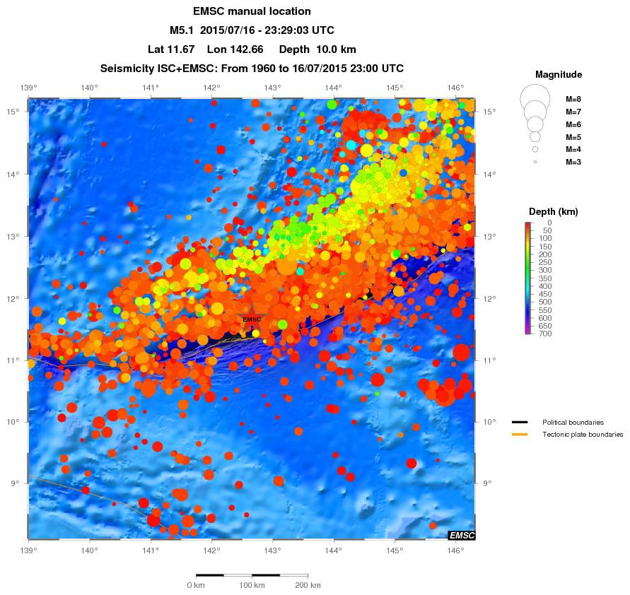 regional depth historical seismicity